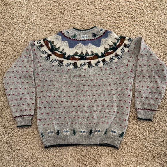 Vintage Woolrich Womens Fair Isle Mountain Button-up Wool Cardigan Sweater, sz M - Picture 13 of 14